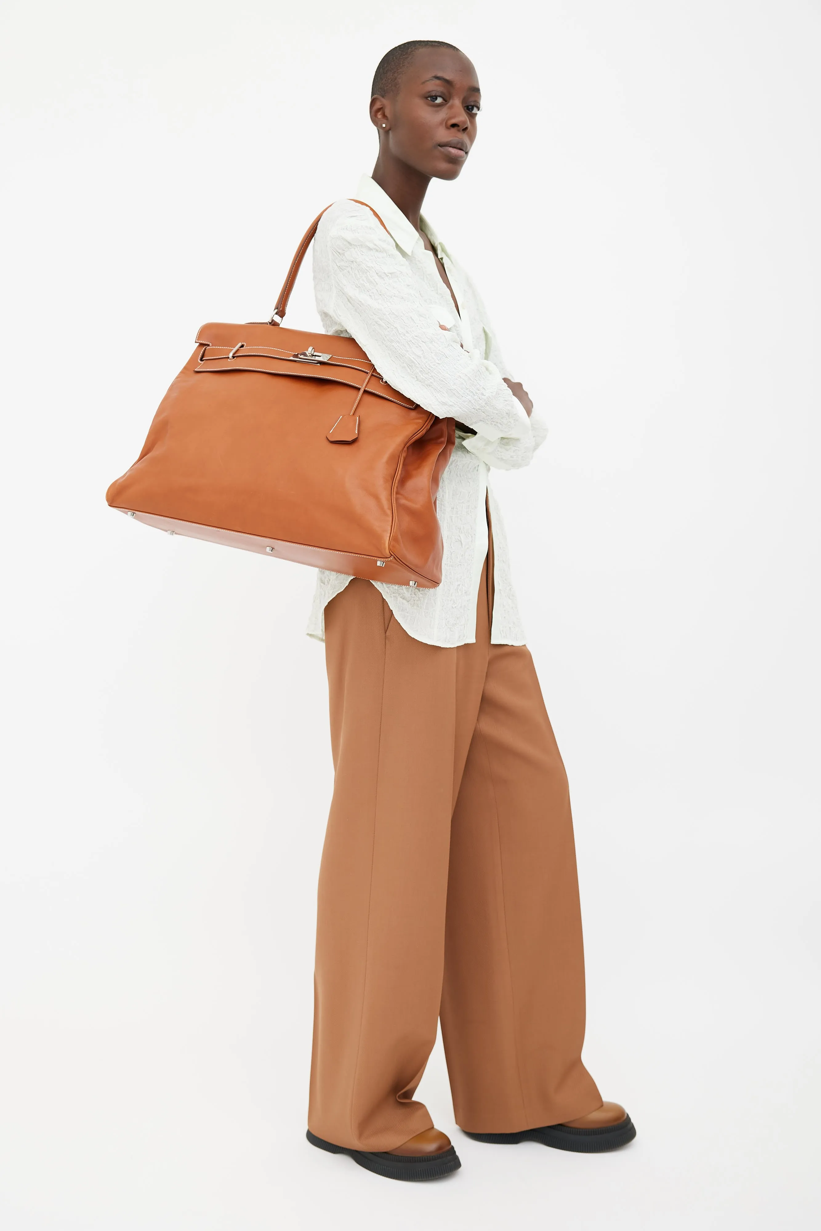 2010 Brown Leather Kelly Relax Travel Bag