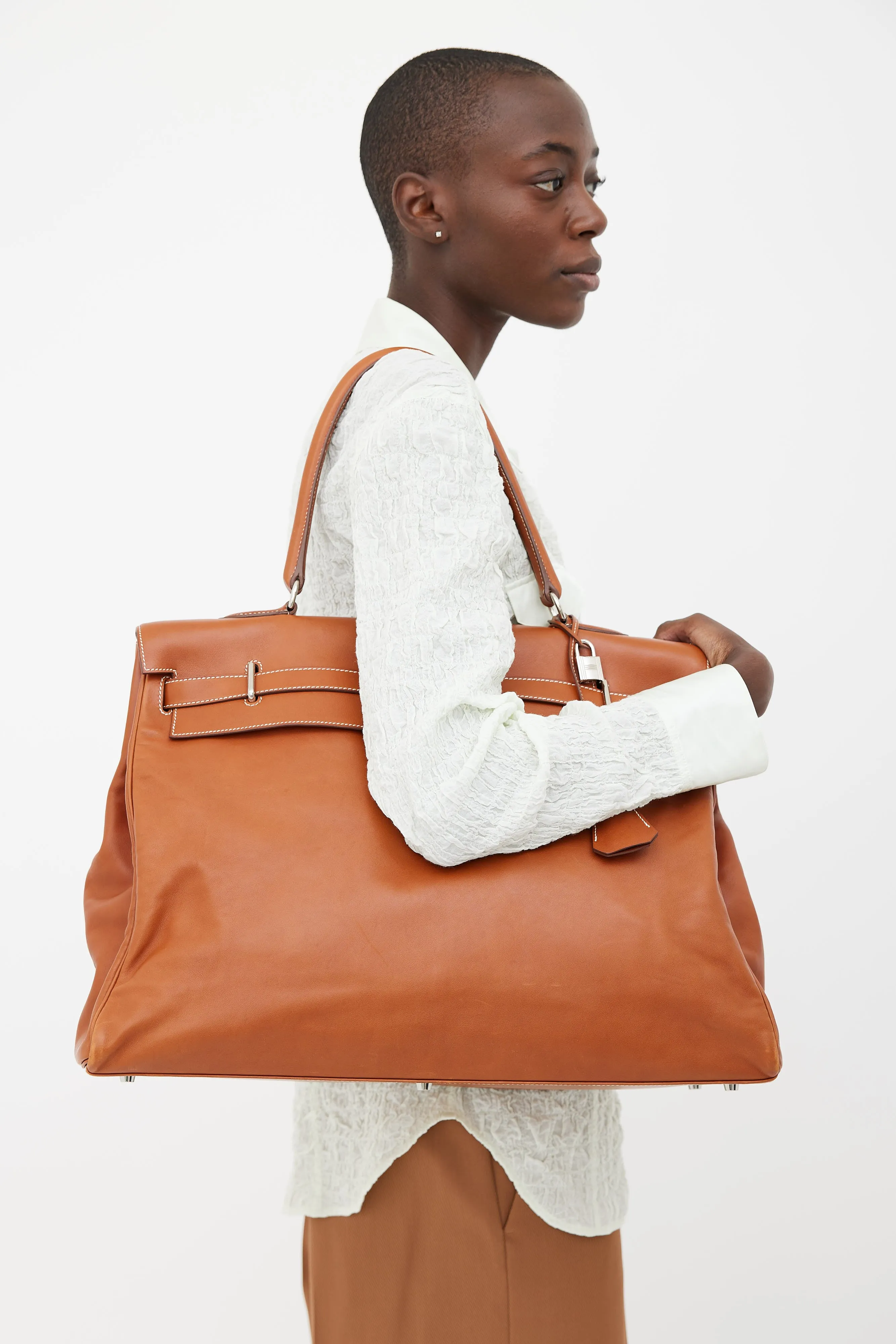 2010 Brown Leather Kelly Relax Travel Bag