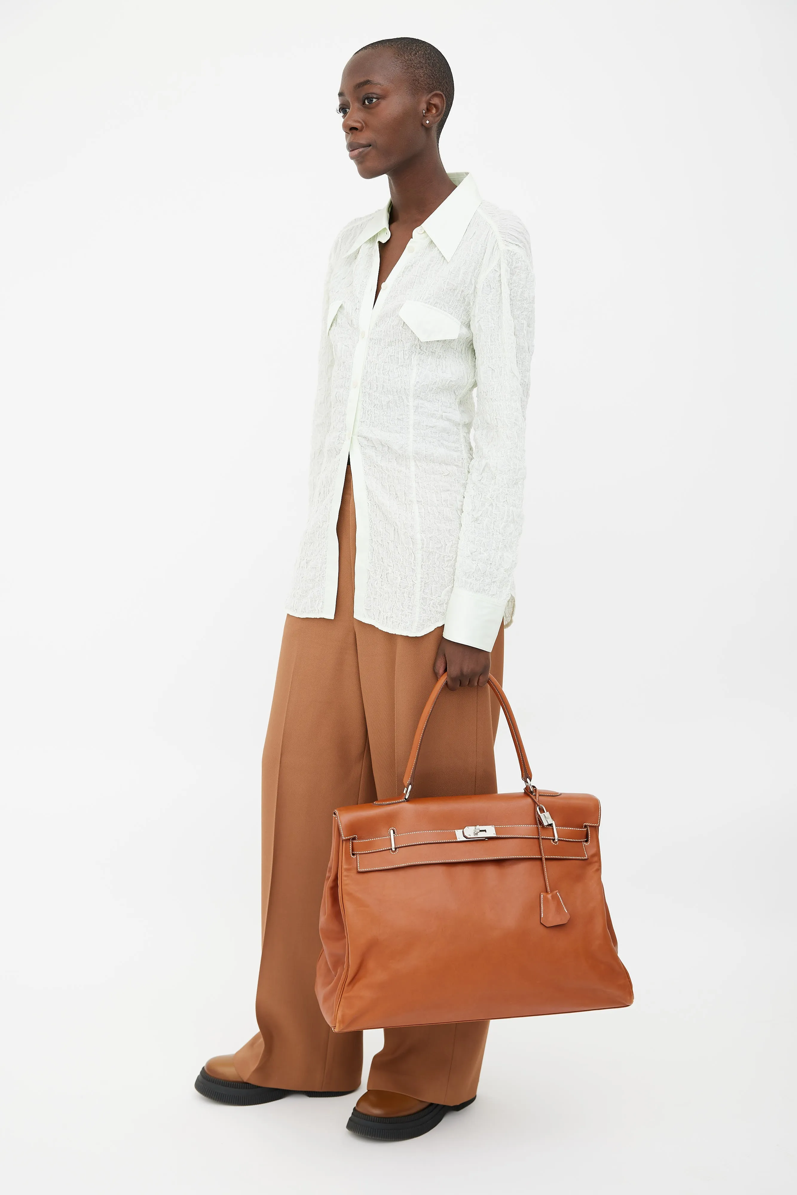 2010 Brown Leather Kelly Relax Travel Bag