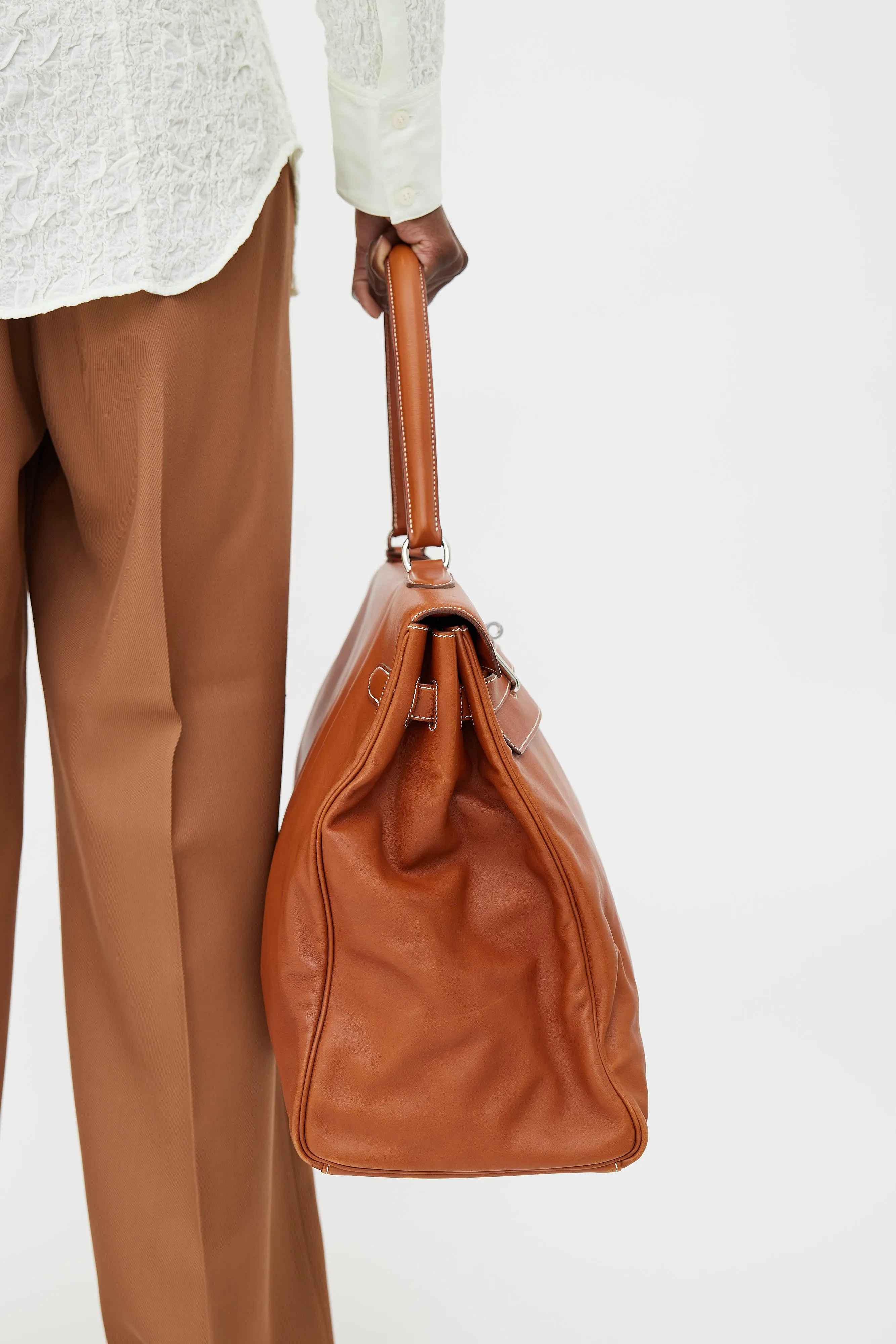 2010 Brown Leather Kelly Relax Travel Bag