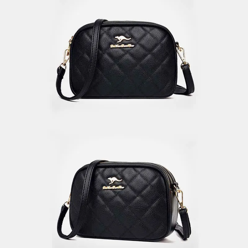 3 Zip Crossbody Bag for Women Faux Leather Quilted Small Shoulder Purse