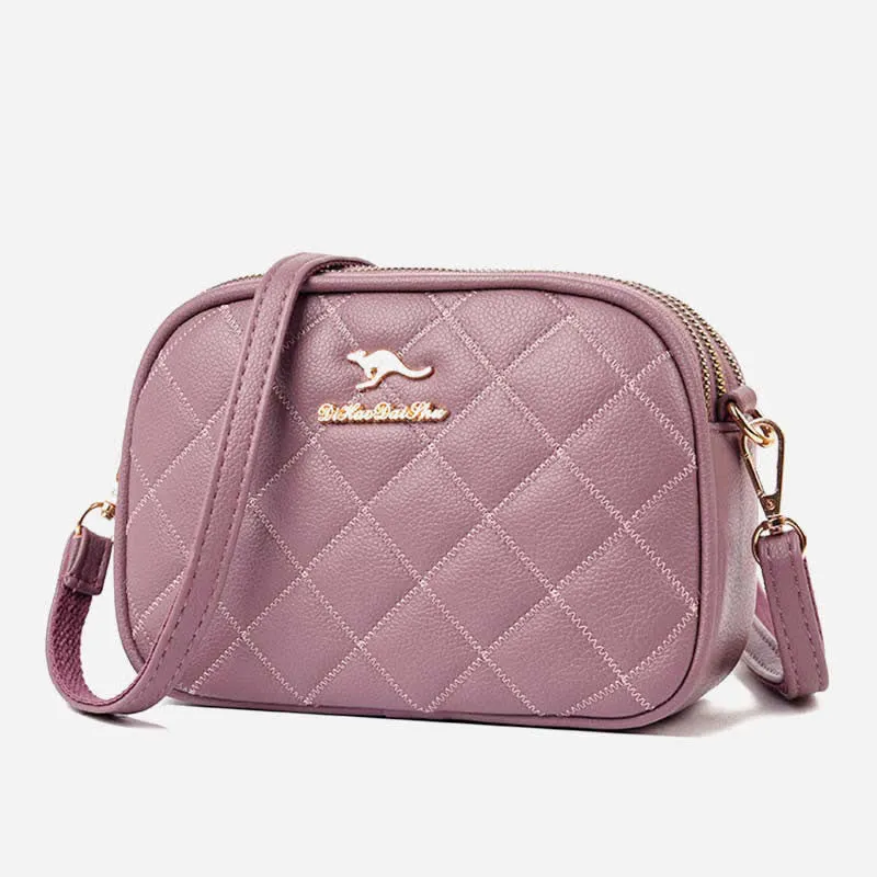 3 Zip Crossbody Bag for Women Faux Leather Quilted Small Shoulder Purse