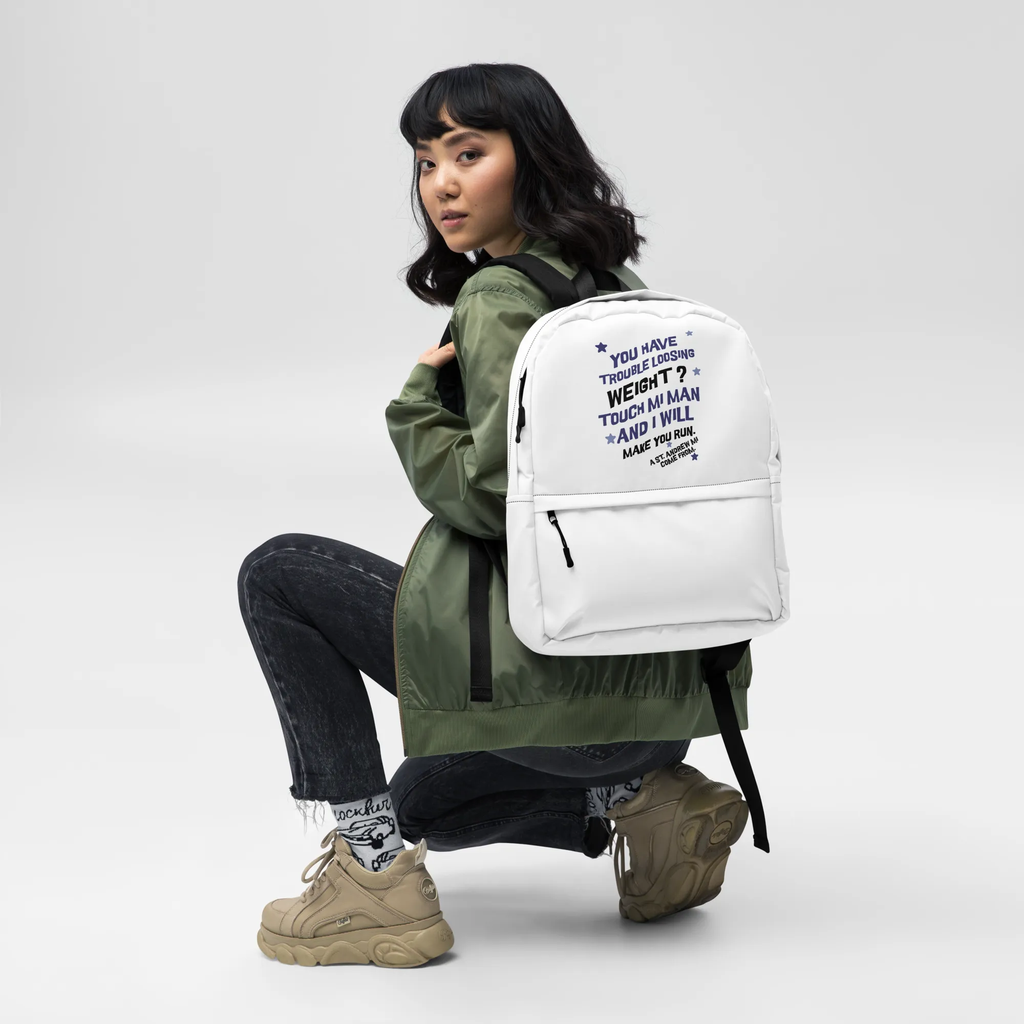 A ST. ANDREW MI COME FROM - Backpack - Jamaican slang on a backpack Jamaica personalized backpack Jamaica book bag Jamaican bag
