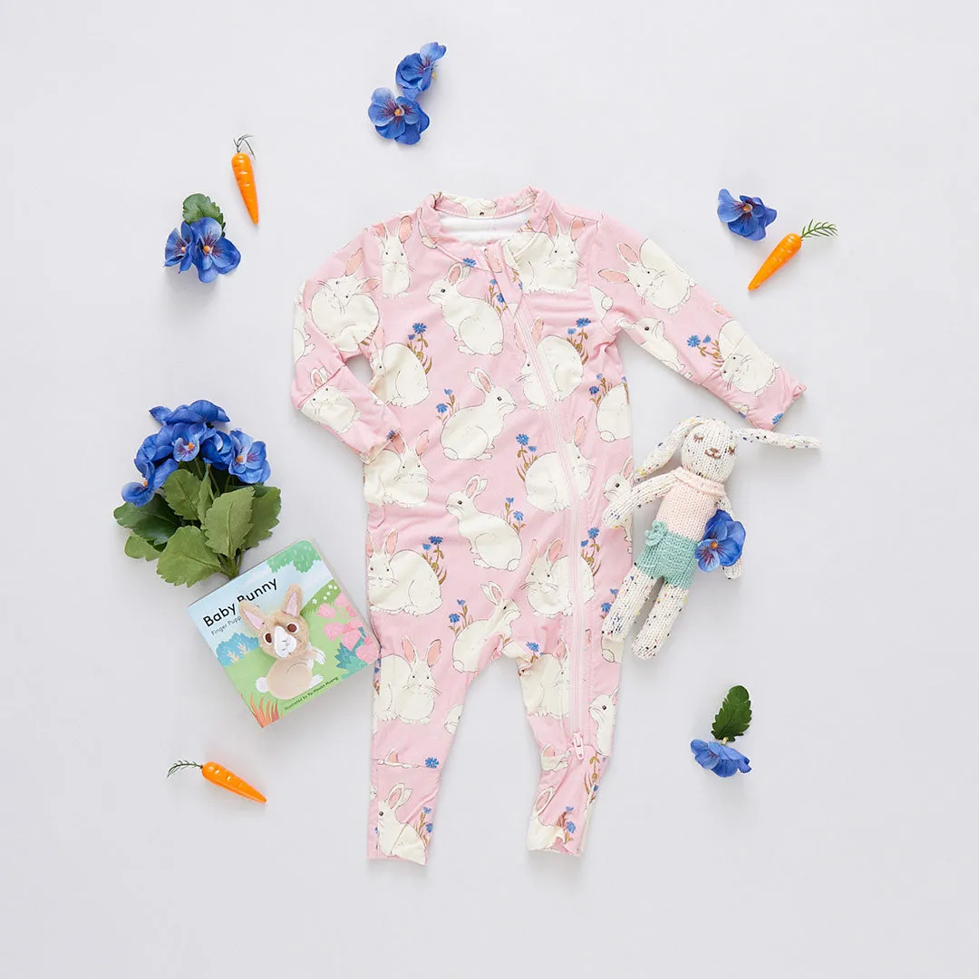 Baby Bamboo Romper - Pink Bunnies