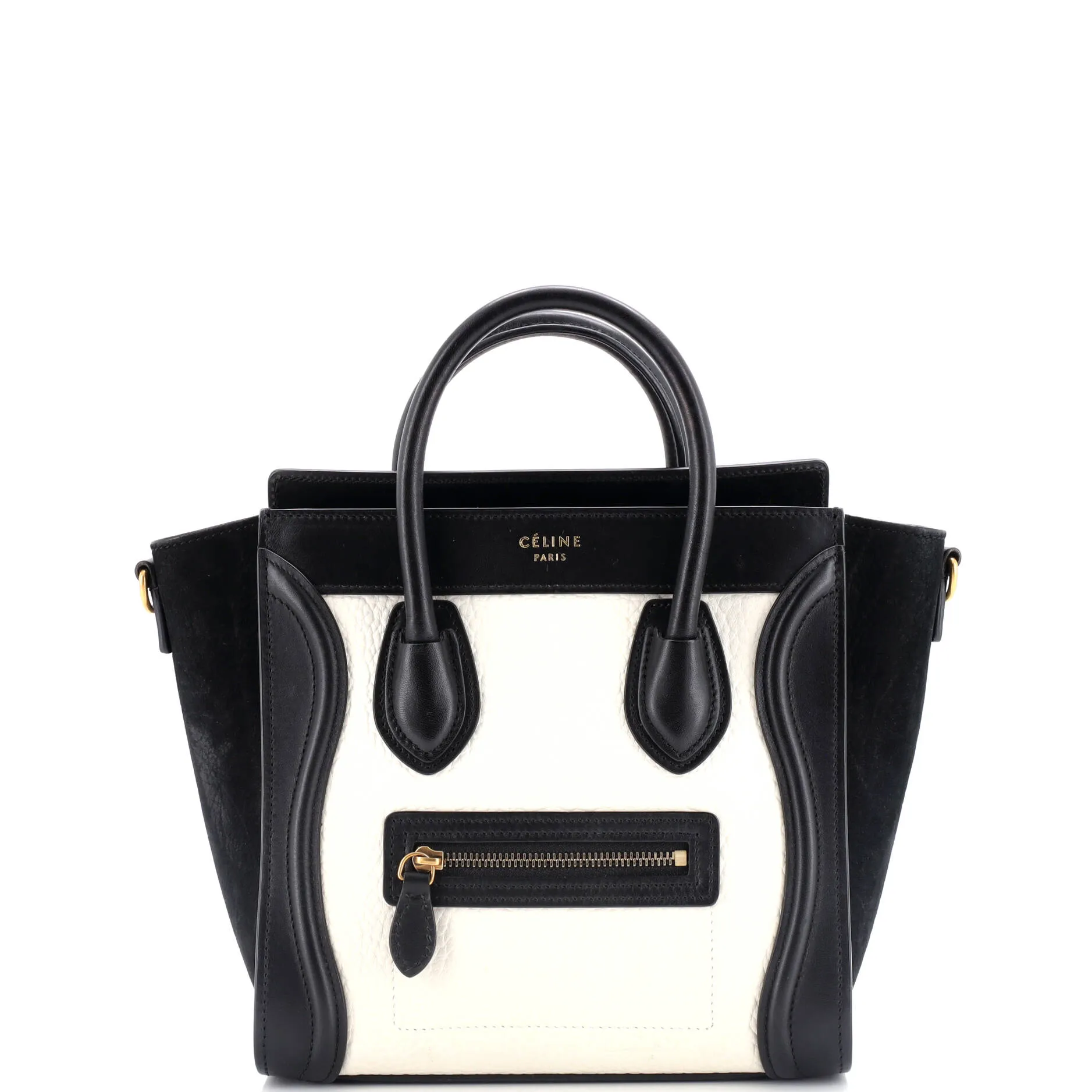 Bicolor Luggage Bag Grainy Leather Nano