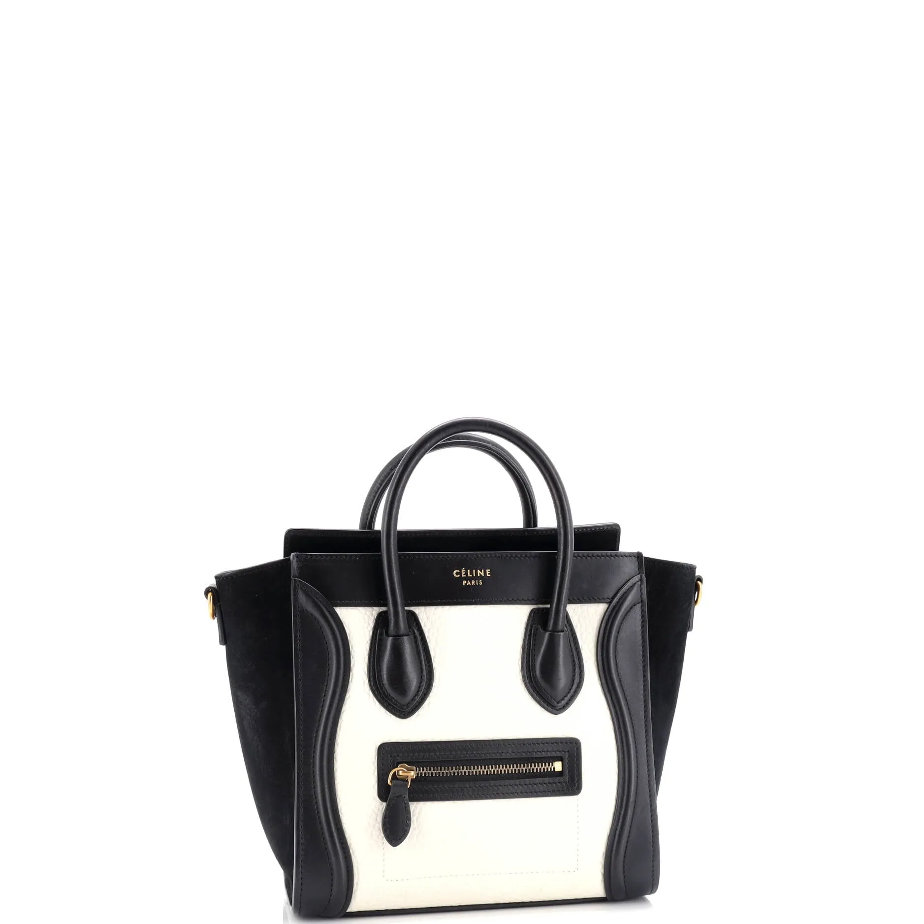 Bicolor Luggage Bag Grainy Leather Nano