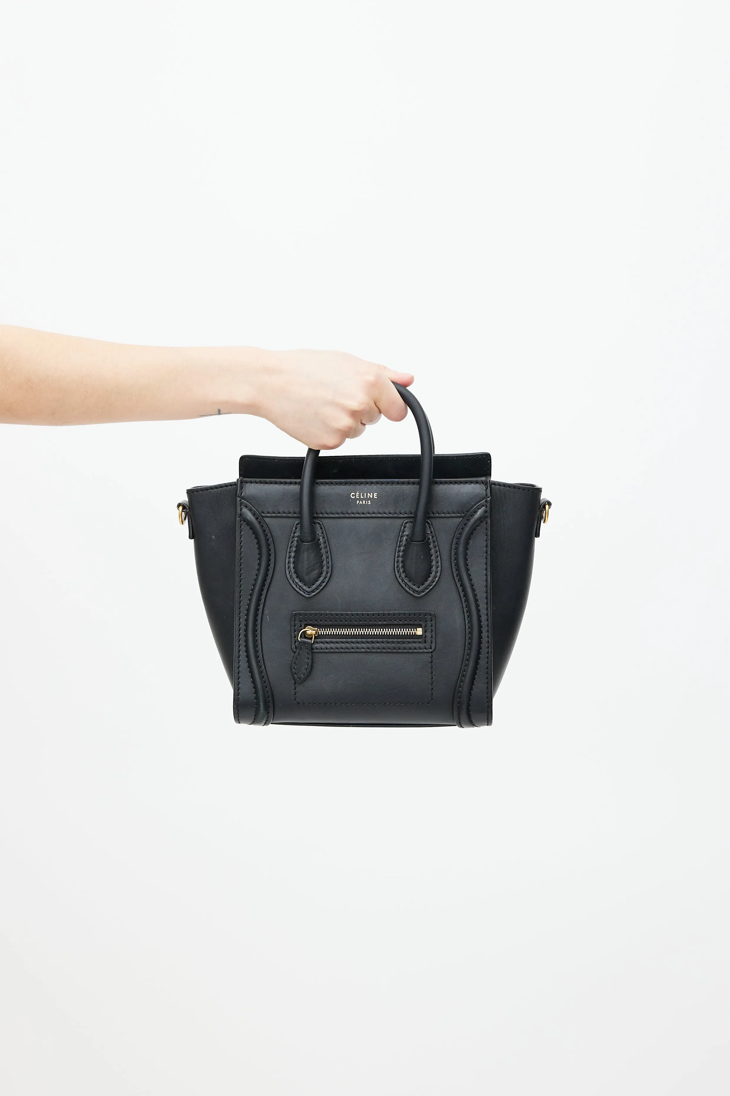 Black Leather Nano Luggage Bag