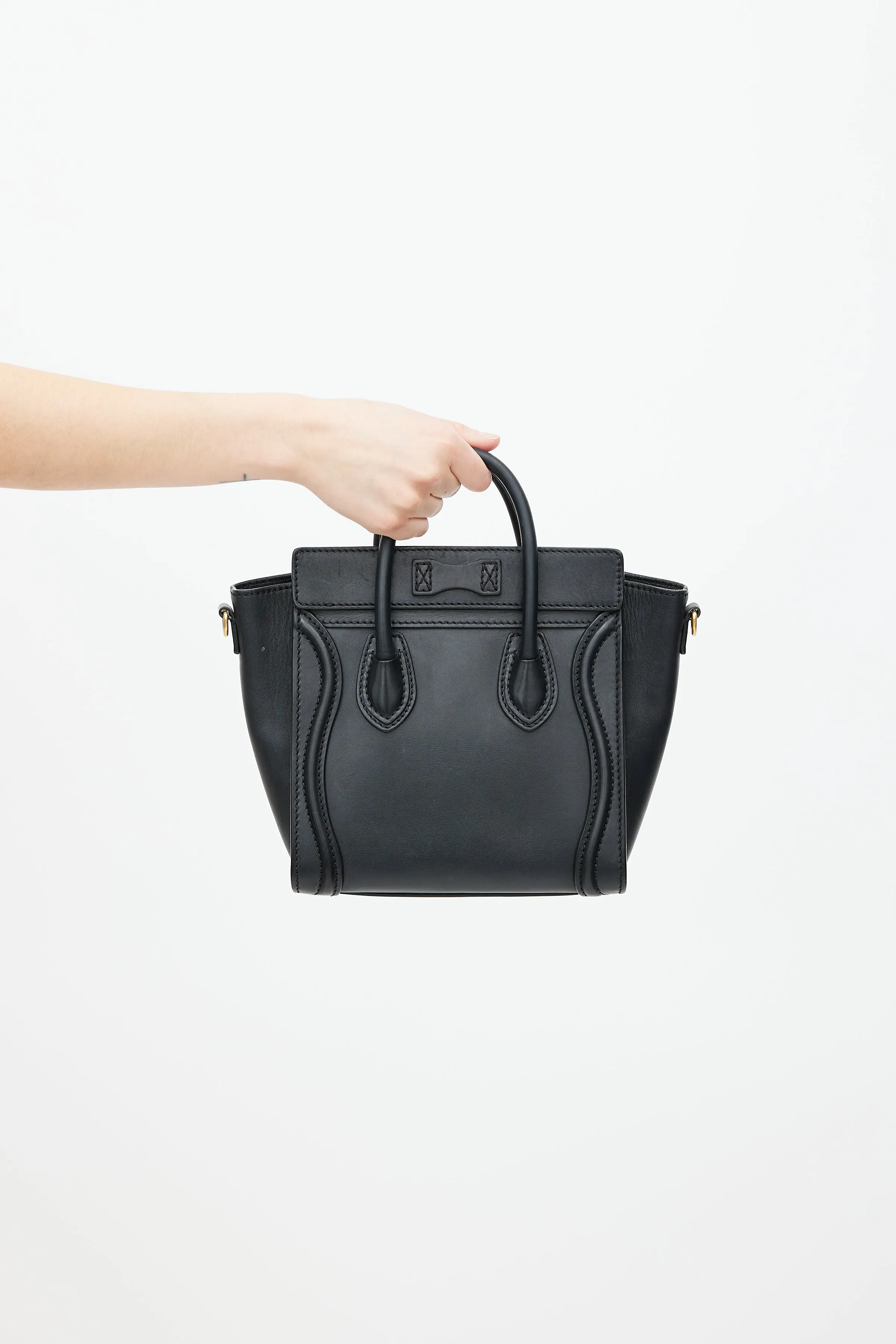 Black Leather Nano Luggage Bag