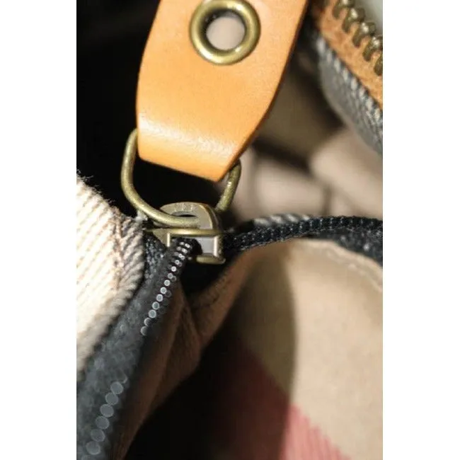 Burberry Pursesdesigner Purses Camel Leathernova Check Plaid Fabric Leathernova Satchel