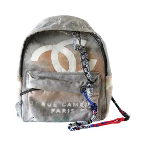 Chanel Bag Graffiti Art School Runway Limited Edition Gray Backpack Rare