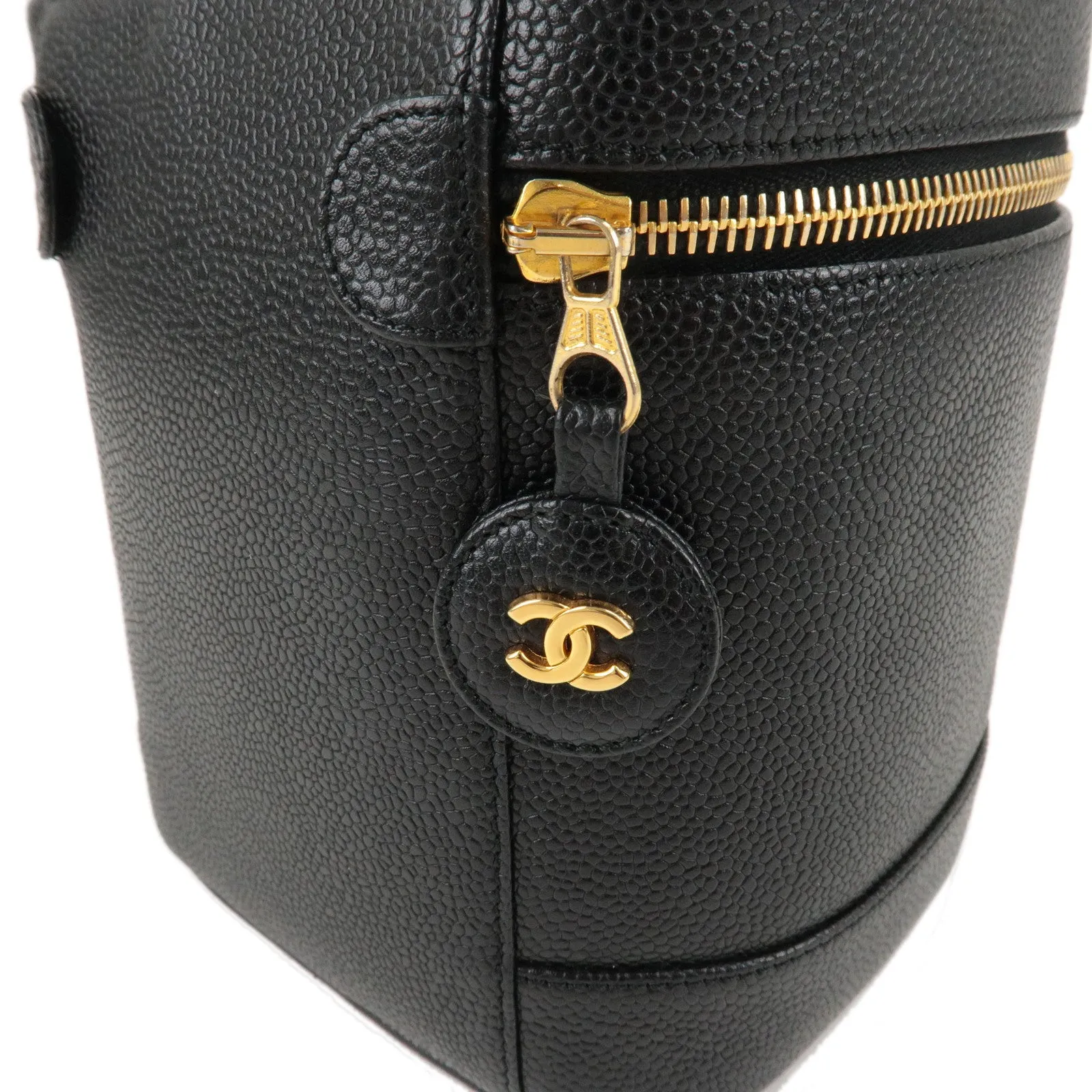 CHANEL Caviar Skin Vanity Bag Hand Bag Black A01998