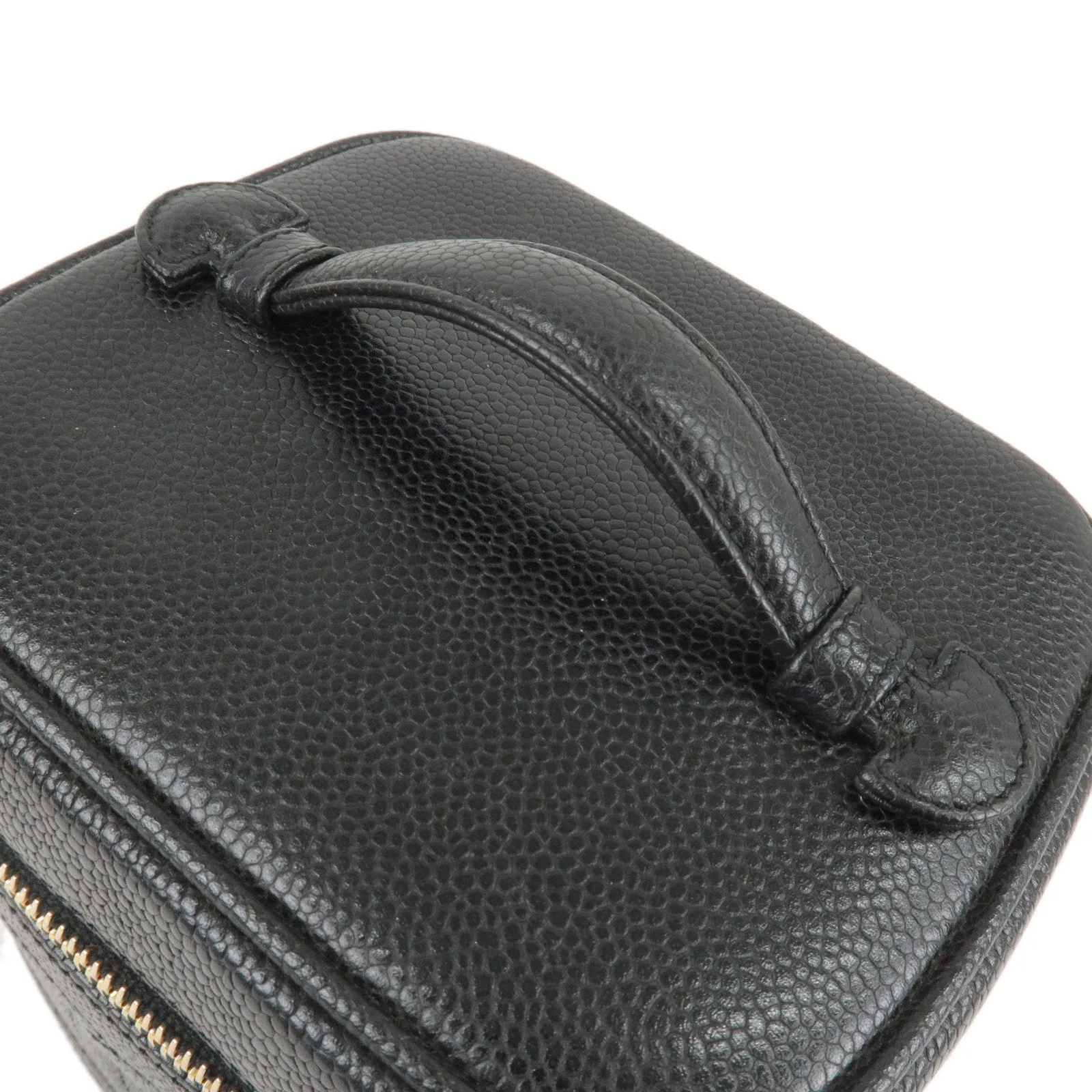 CHANEL Caviar Skin Vanity Bag Hand Bag Black A01998