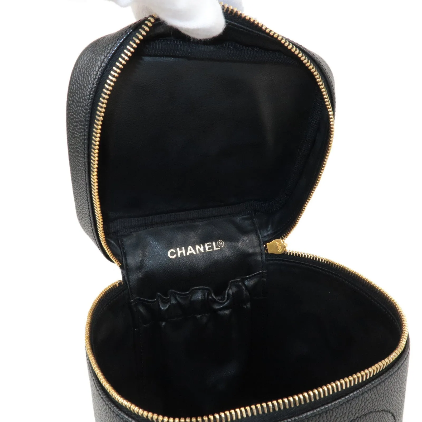 CHANEL Caviar Skin Vanity Bag Hand Bag Black A01998