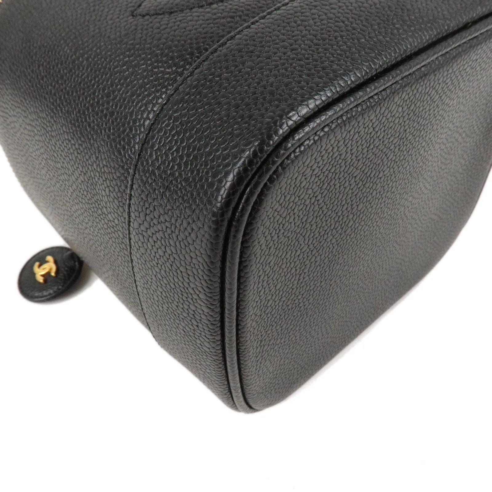 CHANEL Caviar Skin Vanity Bag Hand Bag Black A01998
