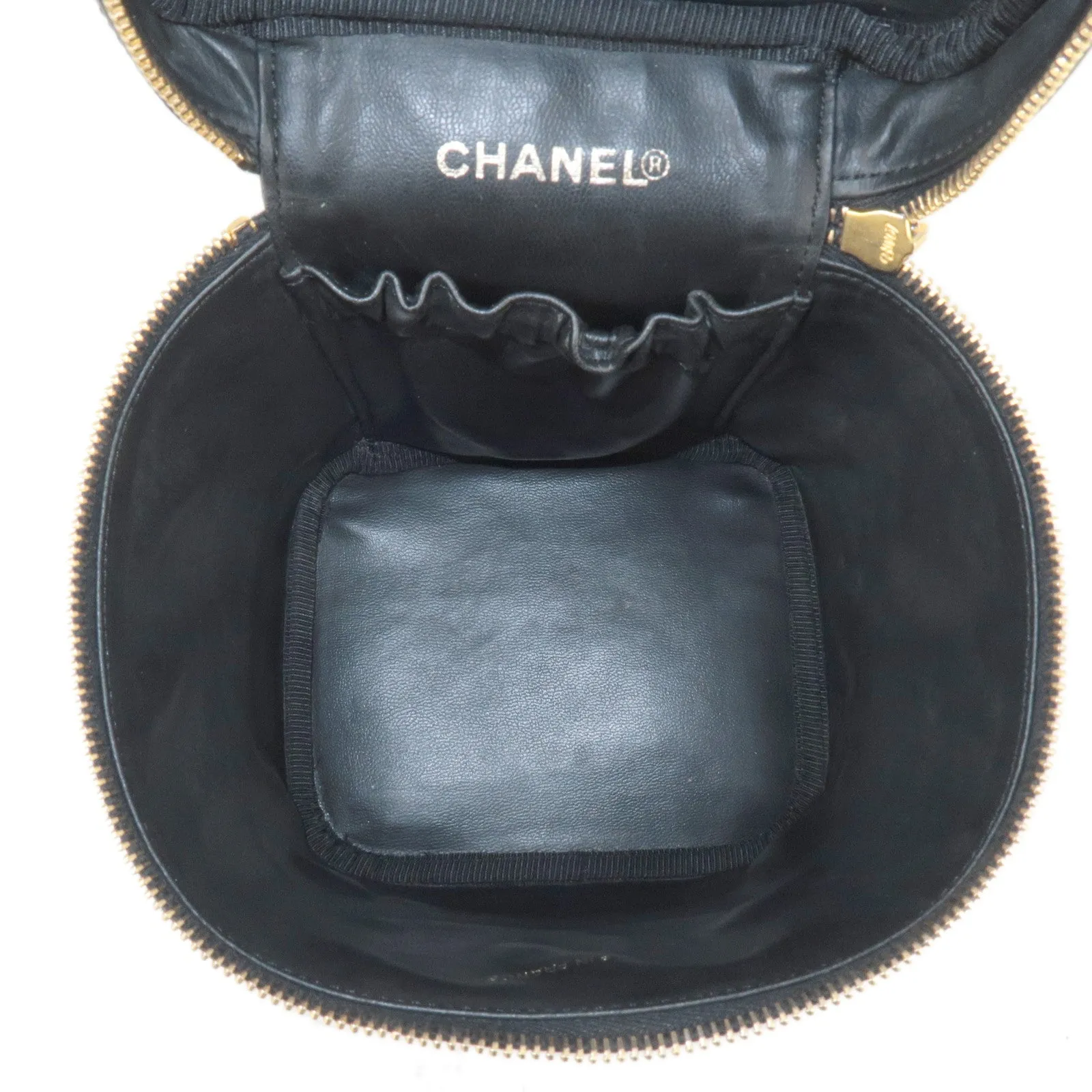 CHANEL Caviar Skin Vanity Bag Hand Bag Black A01998