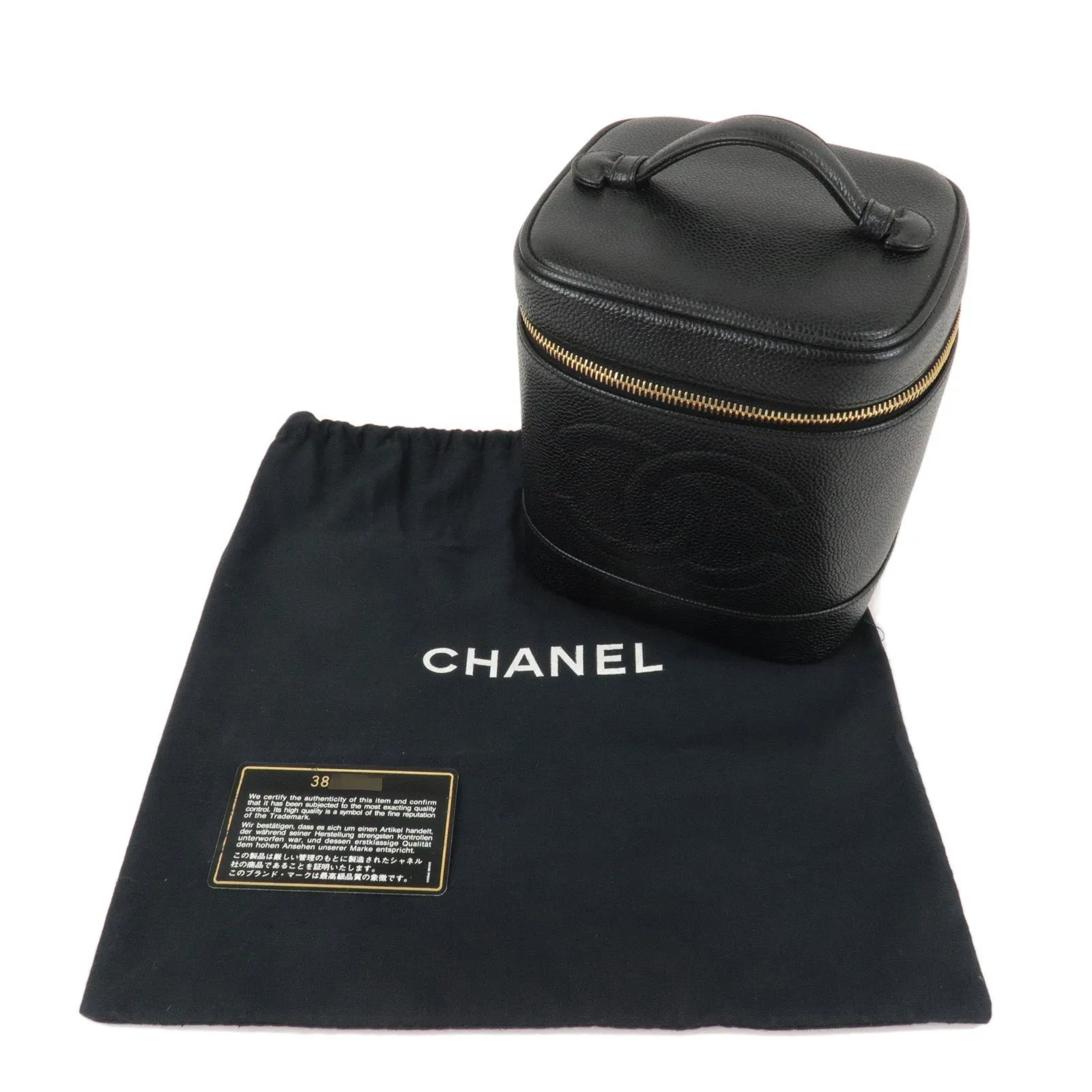 CHANEL Caviar Skin Vanity Bag Hand Bag Black A01998