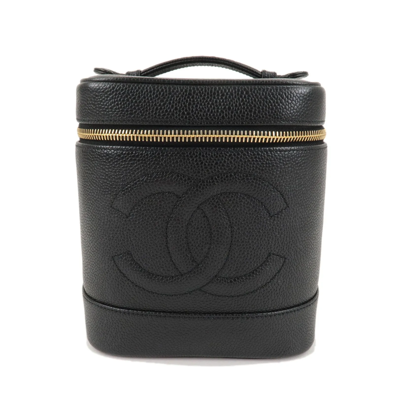 CHANEL Caviar Skin Vanity Bag Hand Bag Black A01998