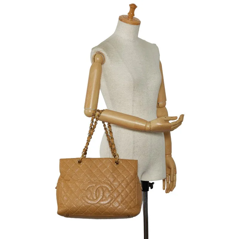 Chanel CC Caviar Expandable Tote Leather Tote Bag in Good condition