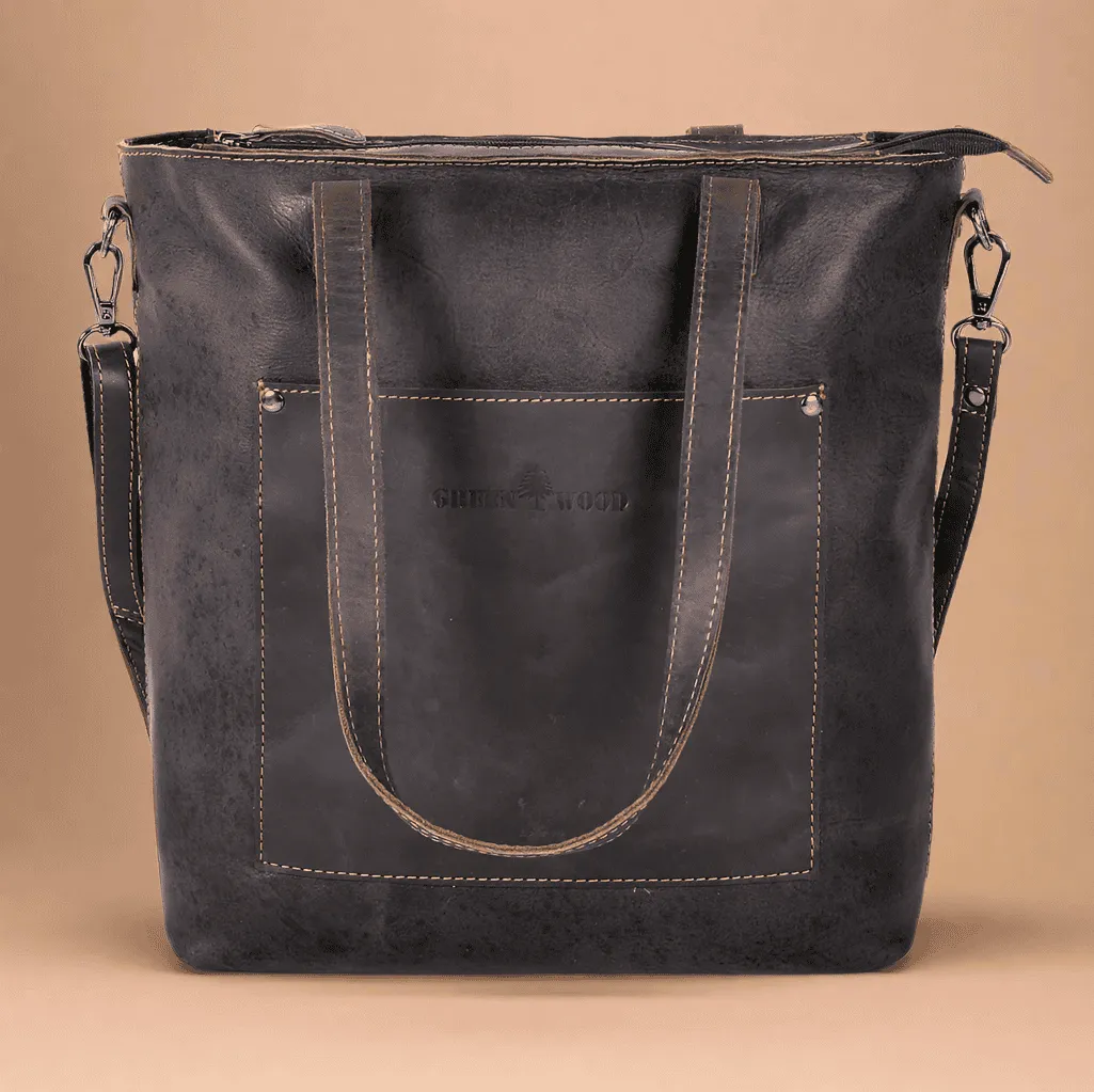 Classic Dark Brown Leather Tote Bag