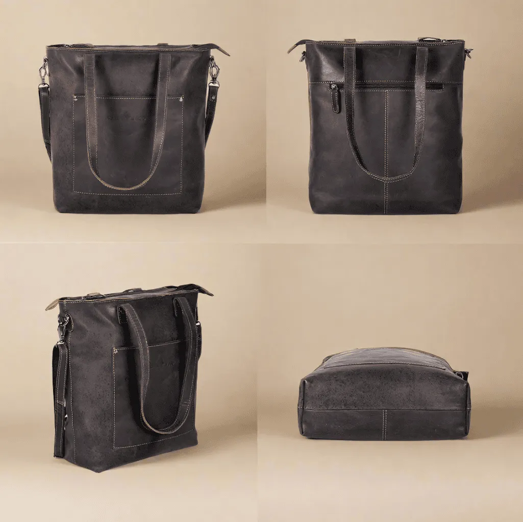 Classic Dark Brown Leather Tote Bag