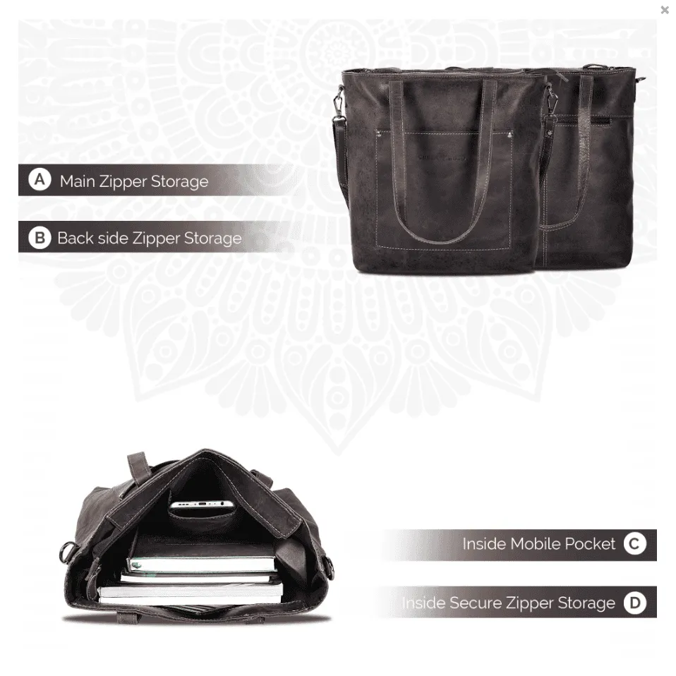 Classic Dark Brown Leather Tote Bag