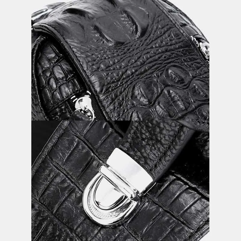 Crocodile Pattern Fashion Cowhide Leather Luxury Sling Bag for Men