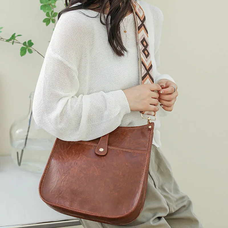 Crossbody Bag for Women PU Leather Vintage Adjustable Shoulder Bag