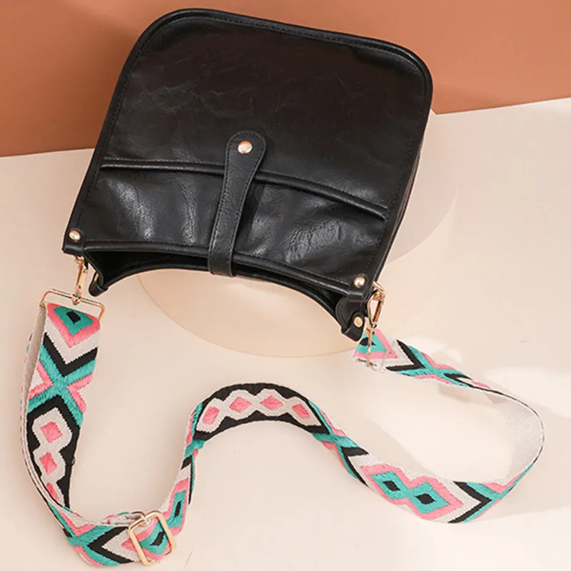 Crossbody Bag for Women PU Leather Vintage Adjustable Shoulder Bag