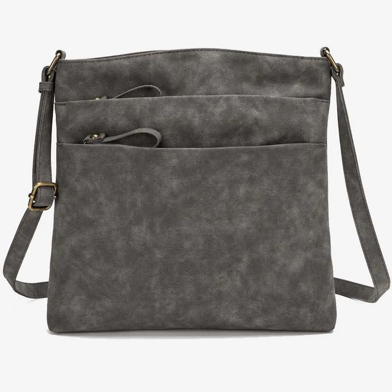 Crossbody Purses for Women Medium Size 3 Zipper Leather Shoulder Handbag