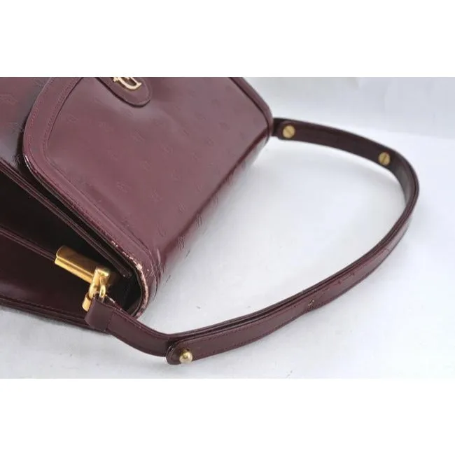Dior And Handle Burgundy Trotter Print Leather And Canvas Shoulder Bag