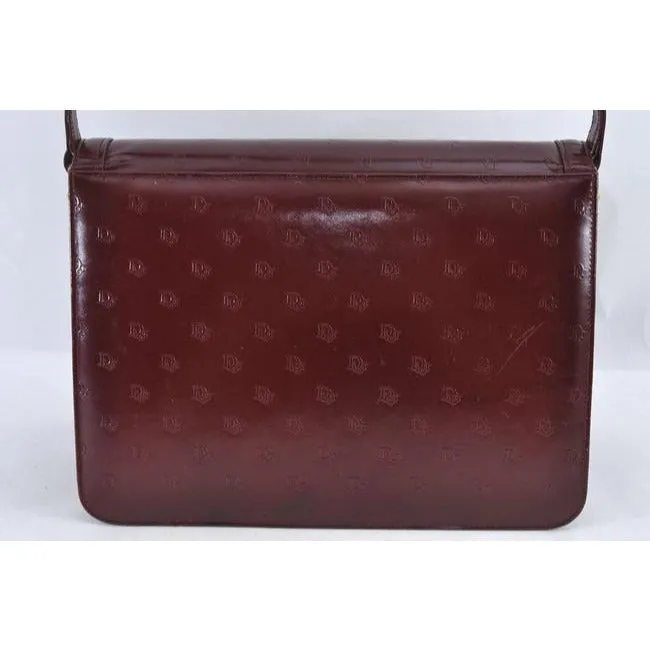 Dior And Handle Burgundy Trotter Print Leather And Canvas Shoulder Bag