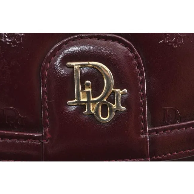 Dior And Handle Burgundy Trotter Print Leather And Canvas Shoulder Bag