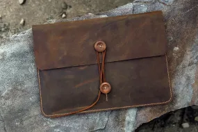 Distressed genuine leather macbook sleeve case