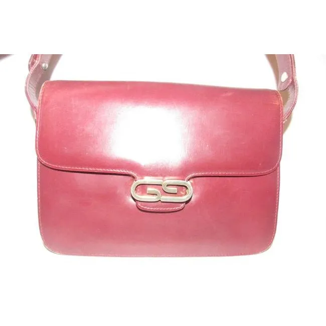 Gucci Bordeaux Leather Padlock Shoulder Bag w GG Clasp