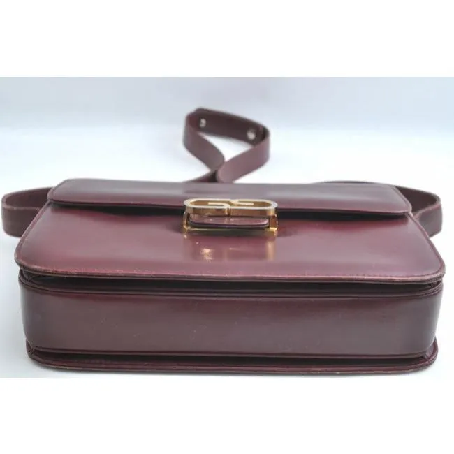 Gucci Bordeaux Leather Padlock Shoulder Bag w GG Clasp