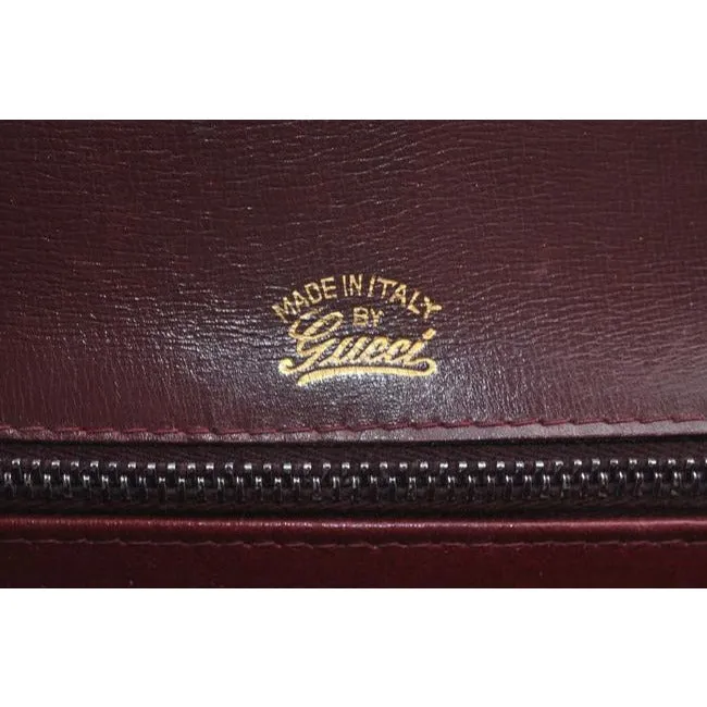 Gucci Bordeaux Leather Padlock Shoulder Bag w GG Clasp