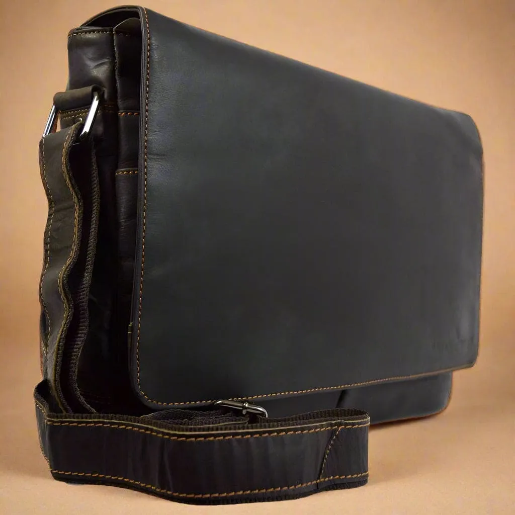 Leather Laptop Bag Dark Brown