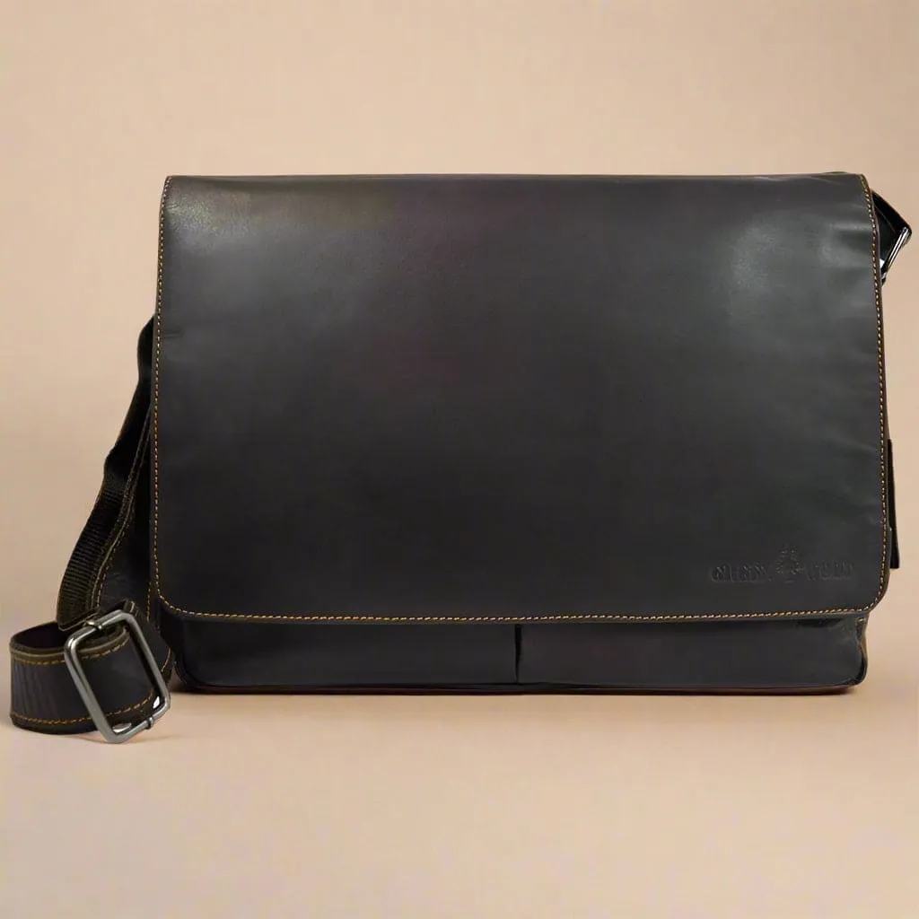 Leather Laptop Bag Dark Brown
