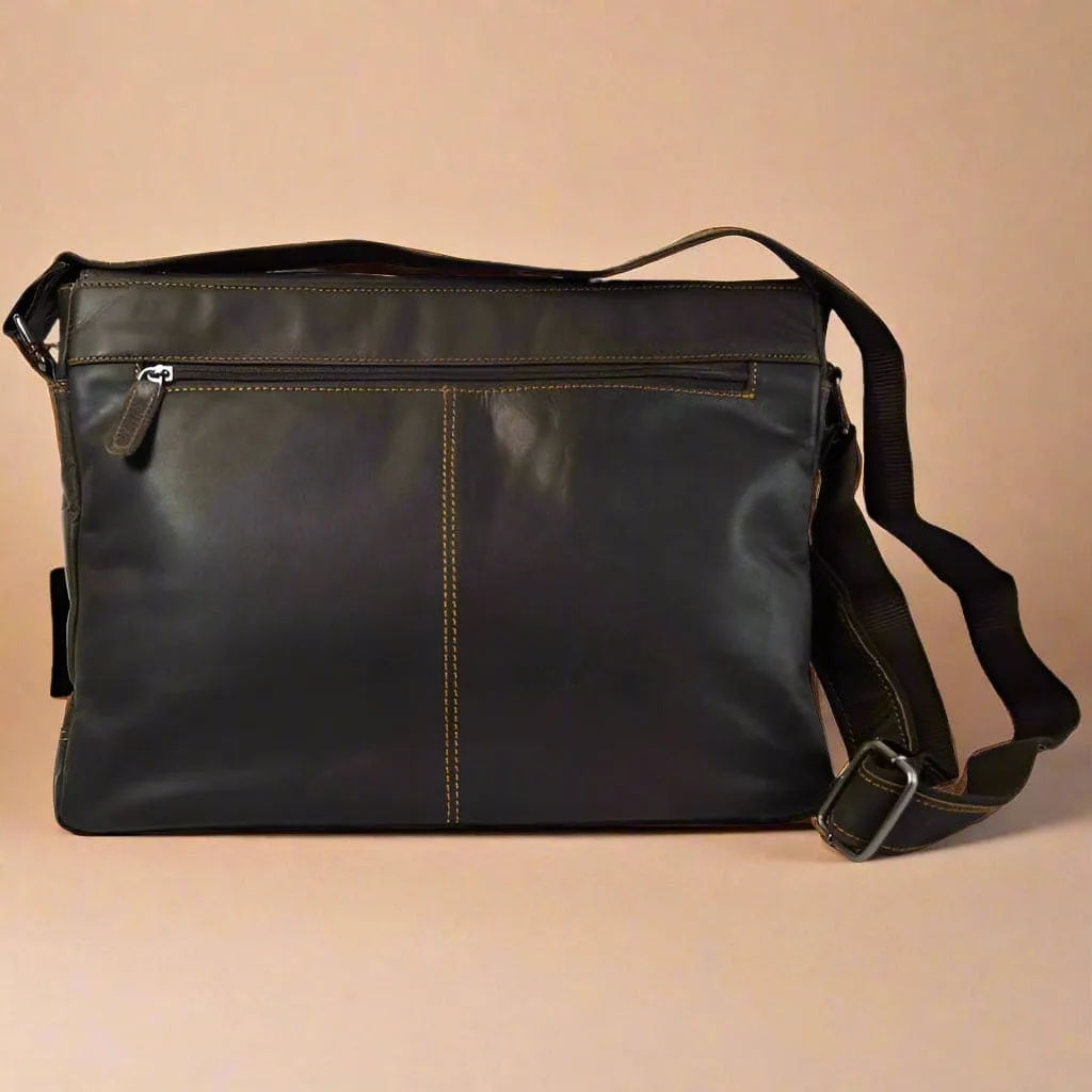 Leather Laptop Bag Dark Brown