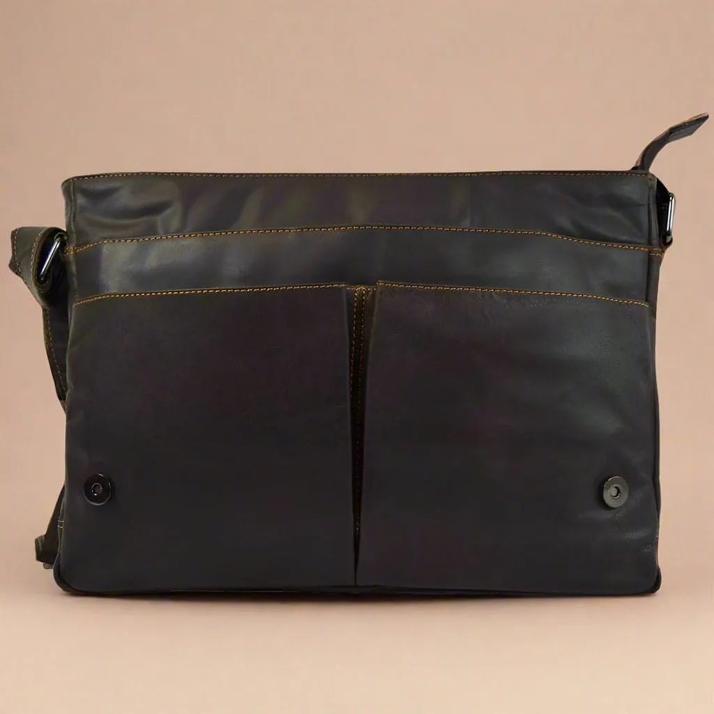 Leather Laptop Bag Dark Brown