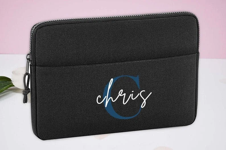 Personalised Laptop Bag 13" Inch, University Gift, Custom Laptop Case, Initial Tablet Bag, Monogram Document Bag, Laptop Case, Computer Bag