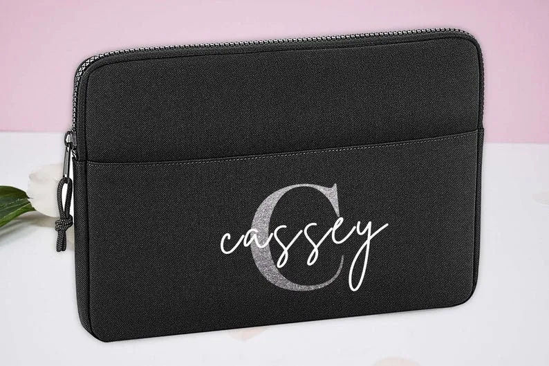 Personalised Laptop Bag 13" Inch, University Gift, Custom Laptop Case, Initial Tablet Bag, Monogram Document Bag, Laptop Case, Computer Bag