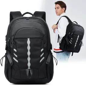Trendy Nylon Backpack for Men Boy's School Bag Fits 15.6" Laptop Large Capacity Travel Bag
