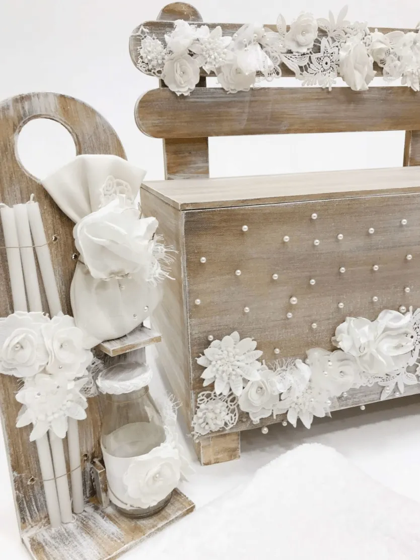 White Daisies  Baptism / Christening Bag Set
