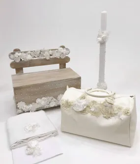 White Daisies  Baptism / Christening Bag Set